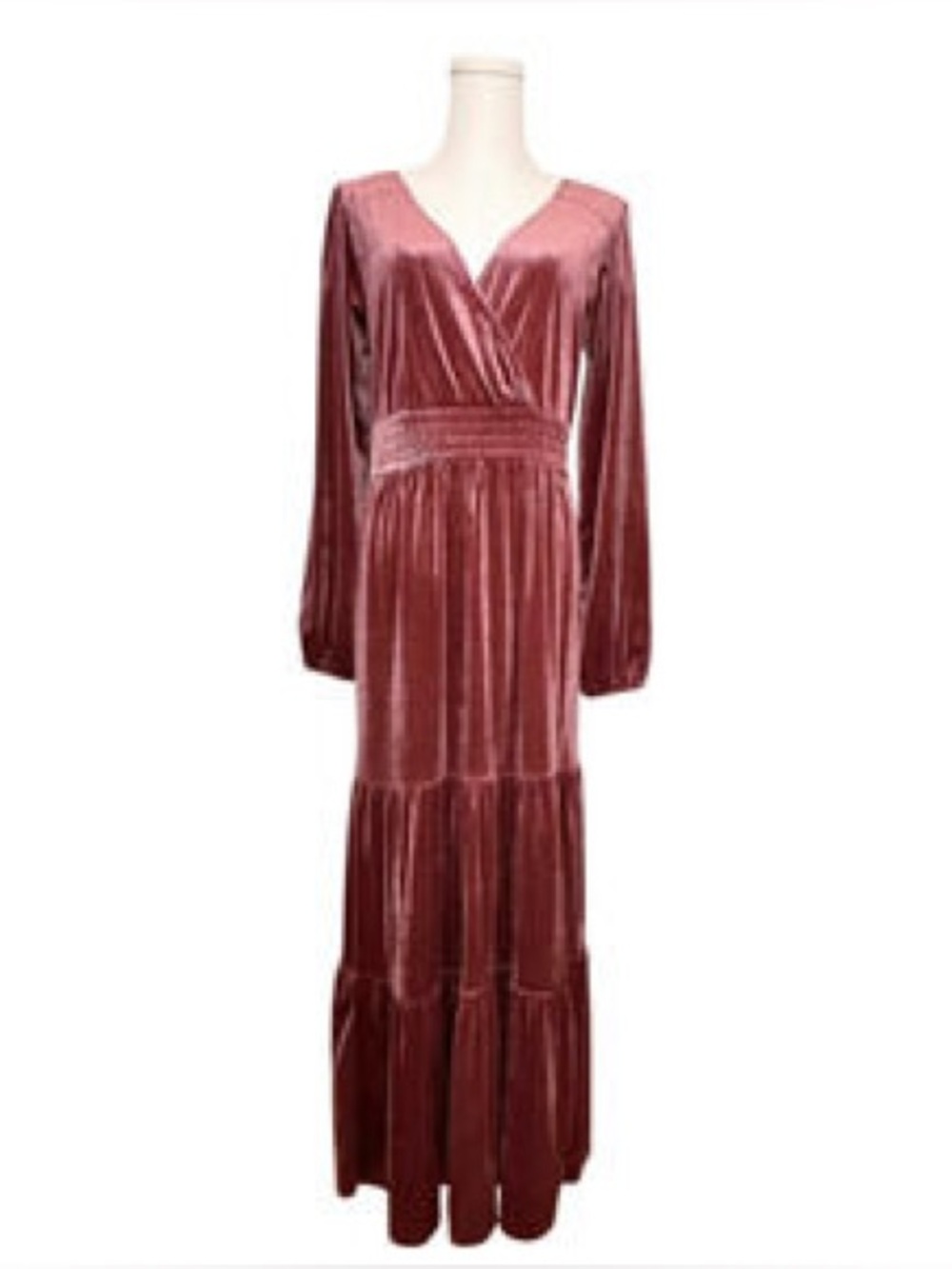 Knox Rose women’s Long Sleeve Velvet A-Line boho western Dress Rose Pink large